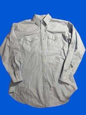 Vintage Ruddock Western Pearl Snap Shirt Blue Red Stripe Mens Medium 70s 80s